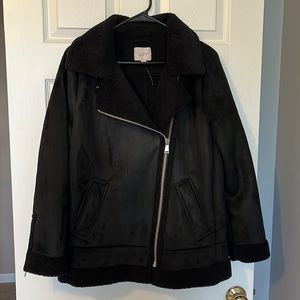 NWOT✔️ LOFT Faux Shearling Suede Aviator 3/4 Jacket -🏵️